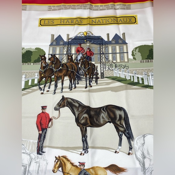 Hermes Vintage Scarf Carre 90” LES HARAS Nationaux” Red - Picture 9 of 16